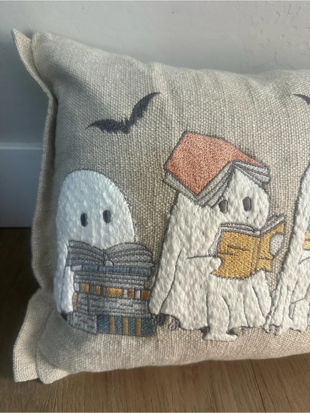 Cynthia Rowley Halloween Ghosts Reading Books 14x24 Embroidered Throw Pillow